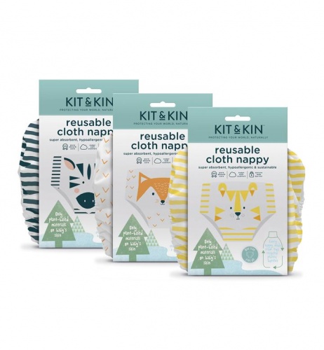 Kit & Kin Reusable All in One Birth to Potty Cloth Nappy Bundle 3 Pack