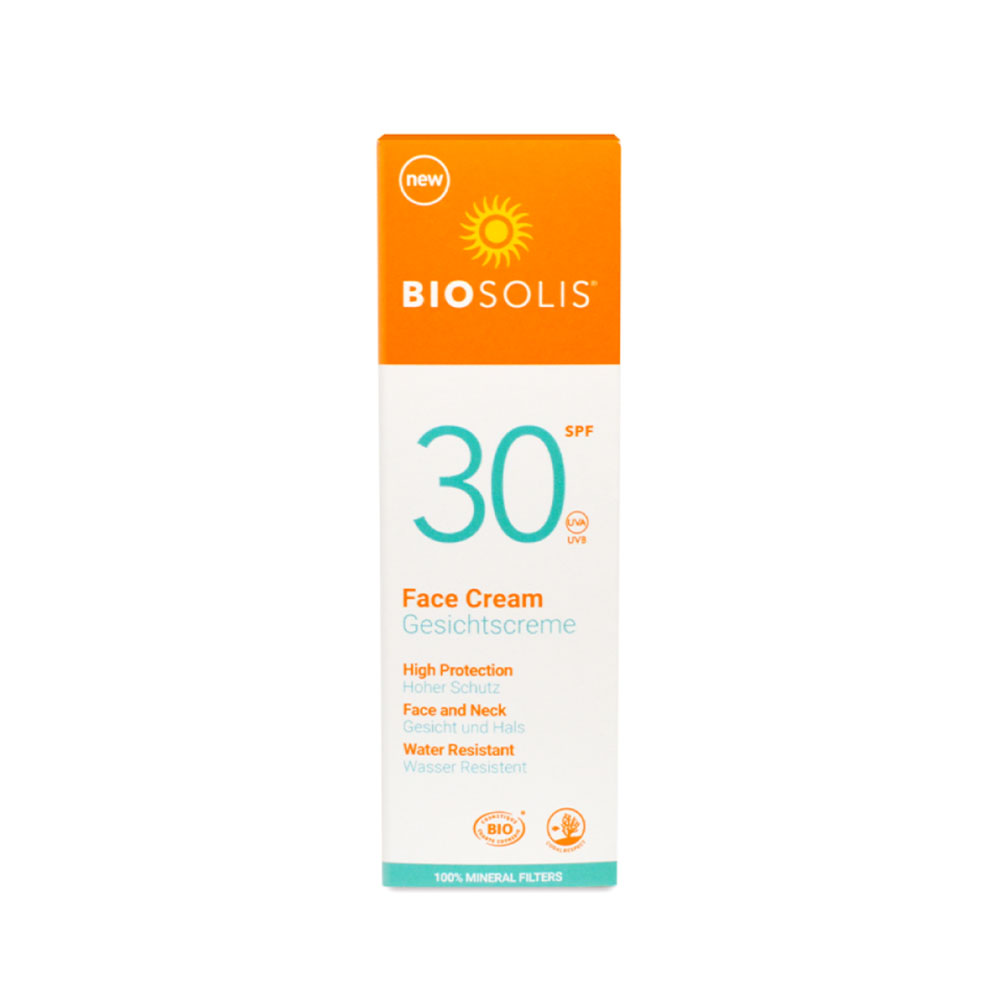 Biosolis Organic Face & Neck Sun Cream 100% Natural Filters SPF30