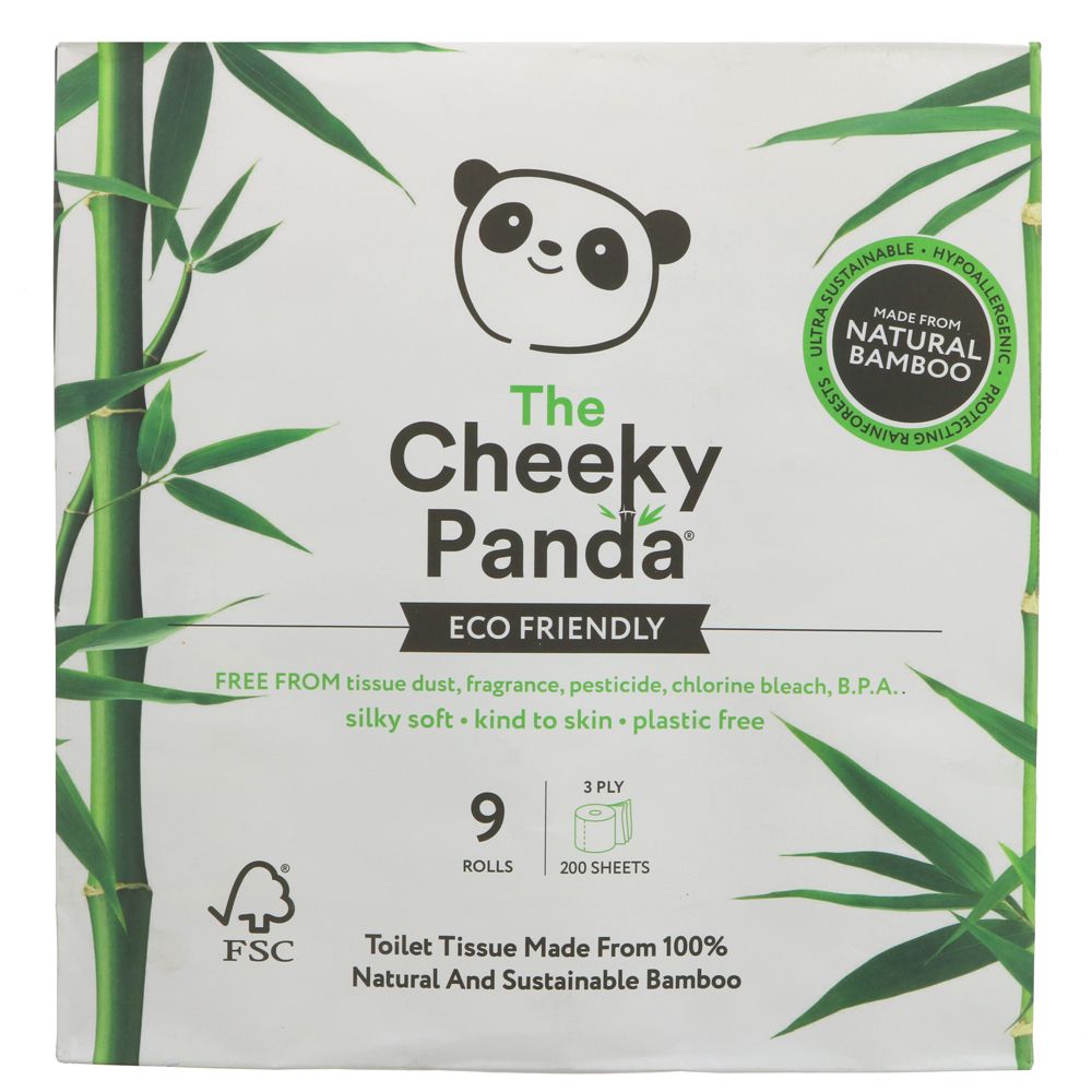 Cheeky Panda 100% Natural & Sustainable Bamboo Toilet Tissues - 9 Rolls