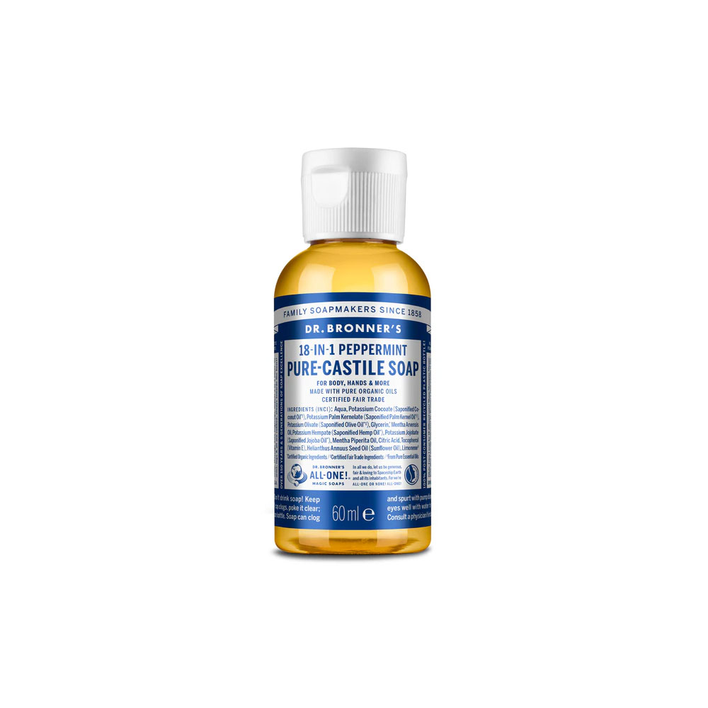 Dr Bronners Castile Soap Peppermint 60ml - Earthmother.ie