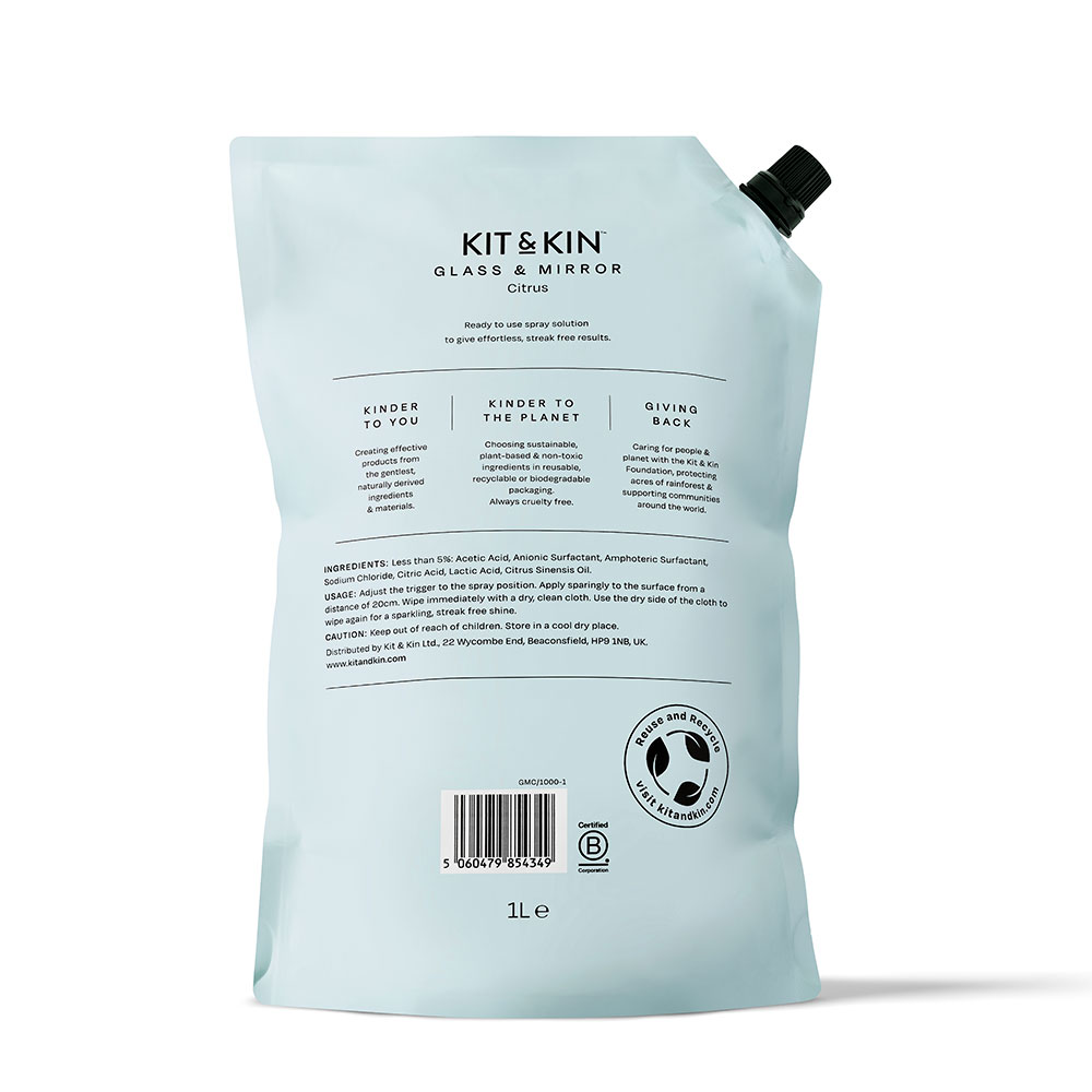 Kit & Kin Glass & Mirror Cleaner Grapefruit Refill - Earthmother.ie