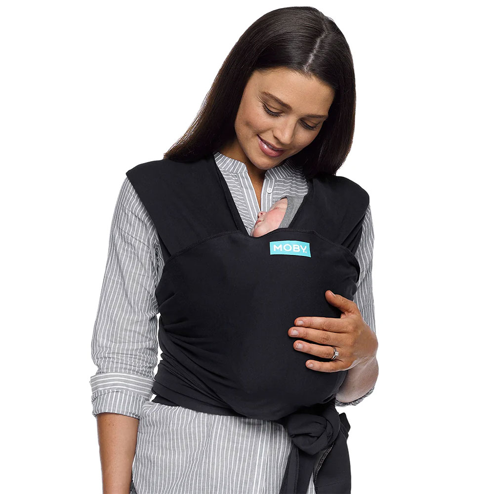 Moby Wrap Classic Stretchy Baby Carrier from Newborn  - Black