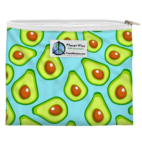 Reusable Zipper Sandwich / Snack Bag Aqua Avocado