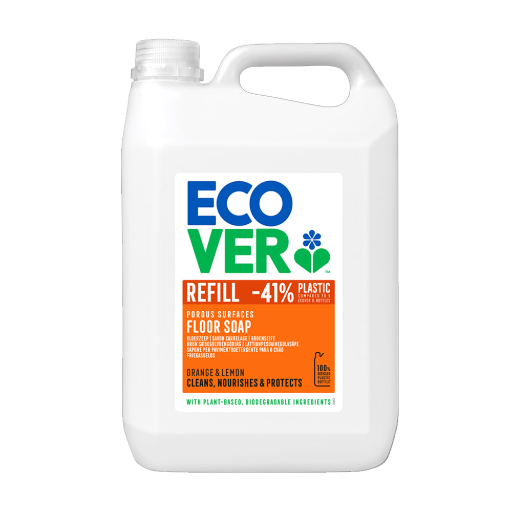 Ecover Floor Cleaner - Perfect for Tiles and Stone Floors - Orange & Lemon 5 Litre Refill