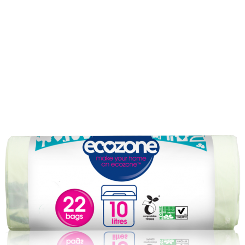 Ecozone Tear Resistant Bin Caddy Bags - Biodegradable and Compostable 10 Litre / 22 bags