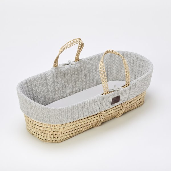 The Little Green Sheep Palm Leaf Moses Basket & Natural Mattress