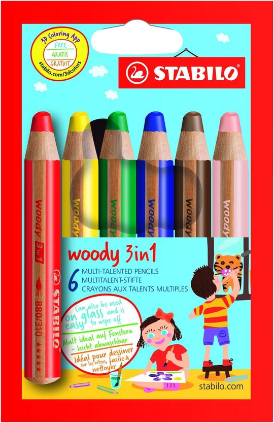 Stabilo Wooden Paint Pencils 6 Pack - Perfect for Window Art!