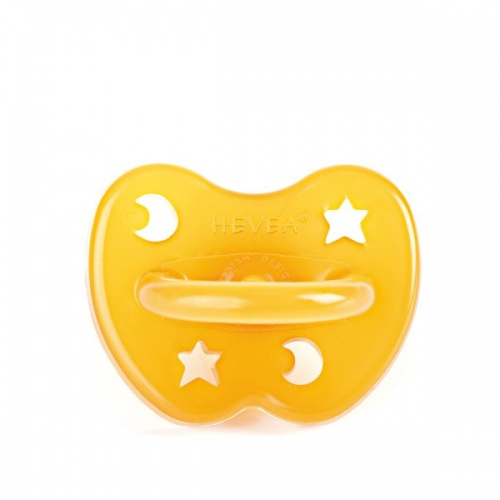 Hevea Natural Baby Soother - Orthodontic Teat - Moon & Stars