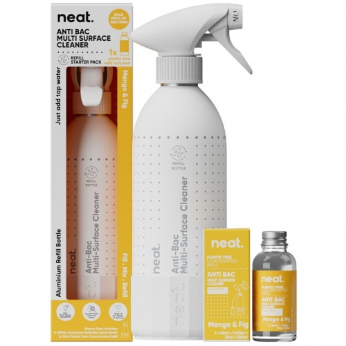 Neat Anti Bac Mango & Fig Multisurface Cleaner Starter Kit - Reusable Aluminium Bottle & Refill