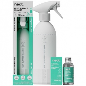 Neat All Purpose Cleaning Spray Kit - Reusable Aluminium Bottle & Refill - Seagrass & Lotus