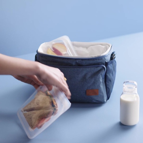 Stasher Reusable Zip Loc Sandwich Bag 2 Pack - Amethyst & Clear