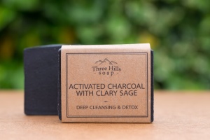 Three Hills Soap Natural Facial Soap Deep Cleanse - Activated Charcoal & Clary Sage
