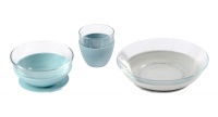 Beaba Non Slip Glass Plate, Bowl and Beaker Set for Babies First Meals - Jungle