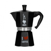 Bialetti Moka Express 6 Cup Coffee Maker - I Love Coffee Collection Black