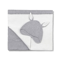 Kit & Kin Supersoft Organic Cotton Chunky Knitted Baby Blanket & Hat Gift Set