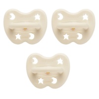 Hevea Natural Baby Soothers Newborn 0+ Trial 3 Pack - Orthodontic, Round & Symmetrical -Milky White