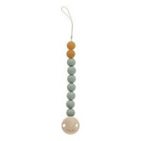 Hevea Baby Soother Holder - Handmade and Tactile Natural Rubber Beads Seafoam Blue
