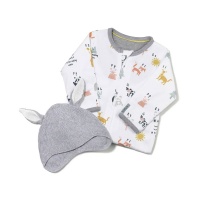 Kit & Kin Supersoft Organic Cotton Babygrow & Hat Gift Set