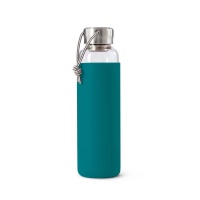 Black and Blum Glass Water Bottle with Steel Cap - Non Slip & Leakproof - 600ml - Ocean