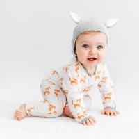 Kit & Kin Supersoft Organic Cotton Baby Hat With Bunny Ears Grey