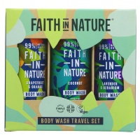 Faith In Nature Bodywash Travel Gift Set - Lavender & Geranium, Grapefuit & Orange and Coconut 100mls