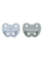 Hevea Natural Baby Soothers 2 Pack - Orthodontic Teat - Cottage Blue and Grey