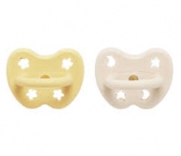 Hevea Natural Baby Soothers 2 Pack - Orthodontic Teat - Pale Butter and Milky White