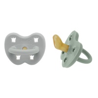 Hevea Natural Baby Soothers 2 Pack - Orthodontic Teat - Grey & Sage