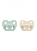 Hevea Natural Baby Soother 2 Pack Orthodontic Teat Newborn 0+ Mellow Mint & Milky White