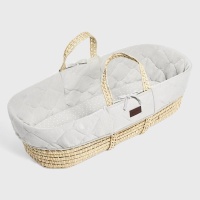 The Little Green Sheep Natural Knitted Moses Basket and Mattress - Dove Grey