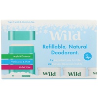 Wild Refillable Natural Aluminium Free Deodorant Starter Set - 1 Case 3 Refills
