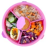 Yumbox Poke Bowl with Removable Divider & Leakproof Dip Cup - Guava Pink
