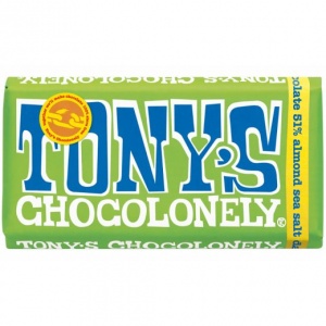 Tonys Chocolonely Fairtrade Chocolate Bar - Dark Almond Sea Salt