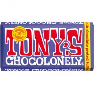 Tonys Chocolonely Fairtrade Chocolate Bar - Dark Milk Chocolate Pretzel Toffee