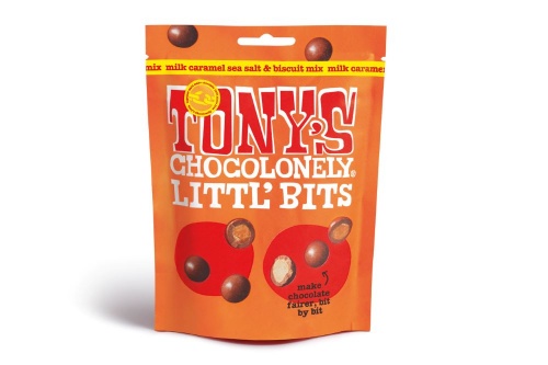 Tonys Chocolonely Fairtrade Chocolate Littl' Bits Milk Caramel Sea Salt Biscuit