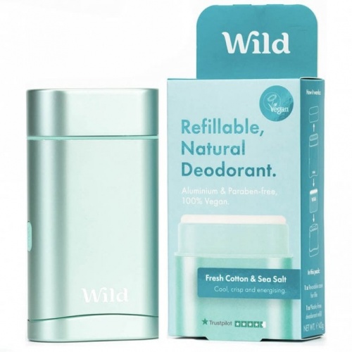 Wild Refillable Natural Aluminium Free Deodorant  - Aqua Case Fresh Cotton & Seasalt