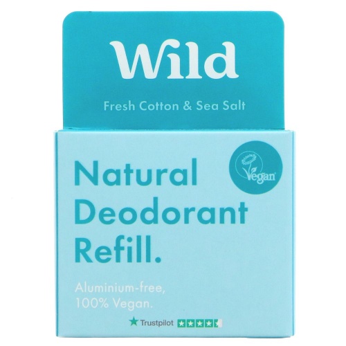 Wild Refillable Natural Aluminium Free Deodorant  - Black Case with Fresh Cotton & Seasalt