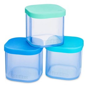 Yumbox Chop Chop - 3 Easy Prep Silicone Storage Jars in Glass Tray - Crisp Blues