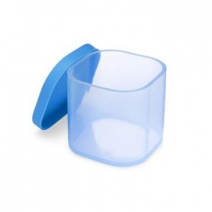 Yumbox Chop Chop - 3 Easy Prep Silicone Storage Jars in Glass Tray - Crisp Blues
